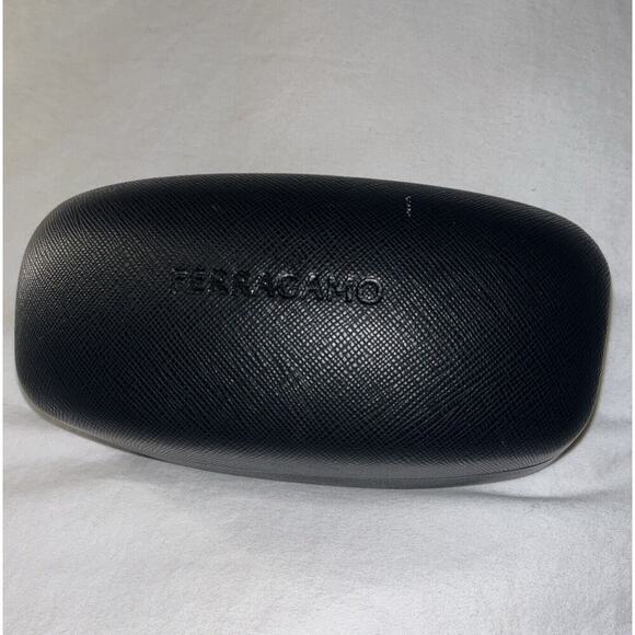 SALVATORE FERRAGAMO CROSSHATCH LEATHER SUNGLASSES CASE BLACK - Picture 1 of 9